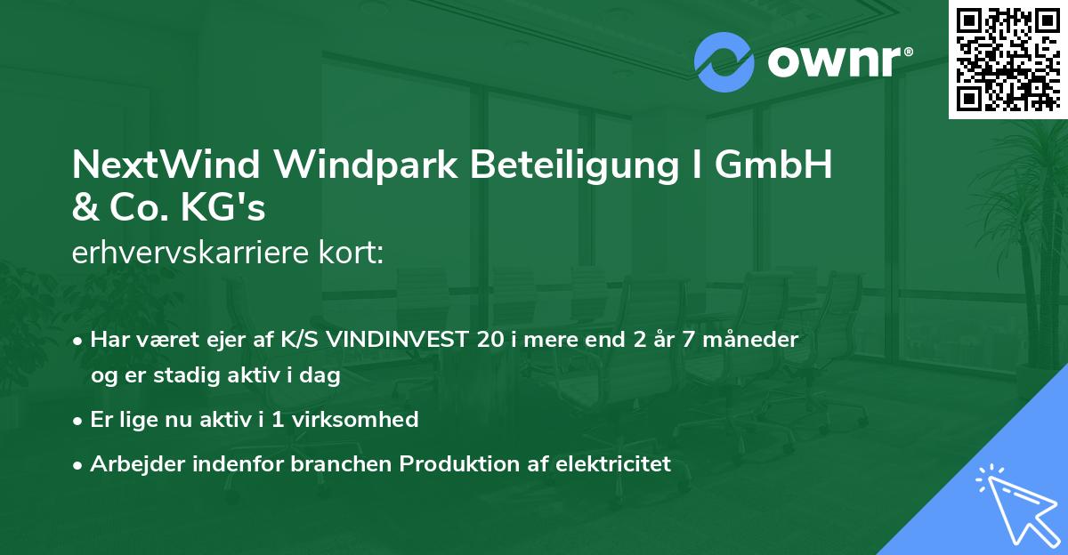 NextWind Windpark Beteiligung I GmbH & Co. KG's erhvervskarriere kort