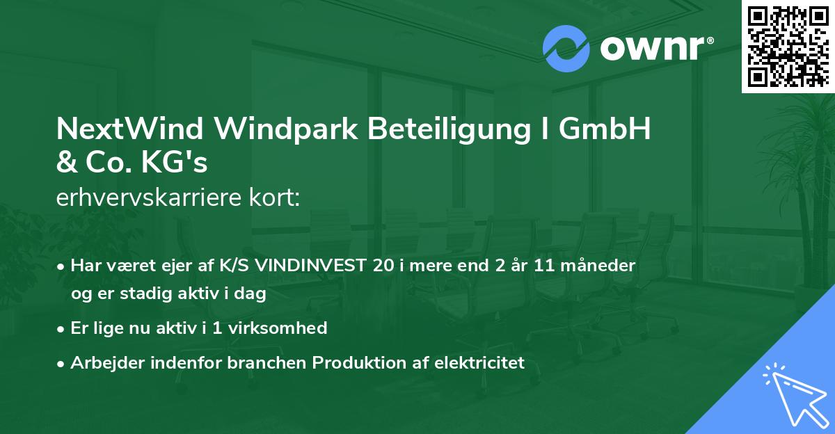 NextWind Windpark Beteiligung I GmbH & Co. KG's erhvervskarriere kort