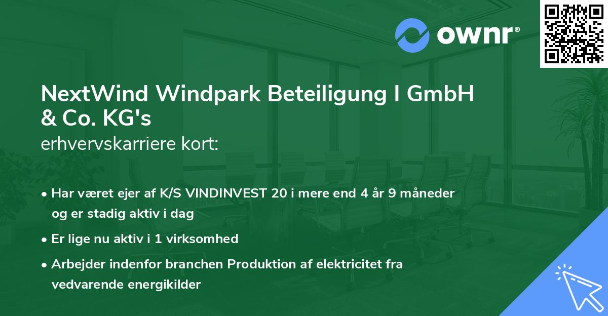 NextWind Windpark Beteiligung I GmbH & Co. KG's erhvervskarriere kort