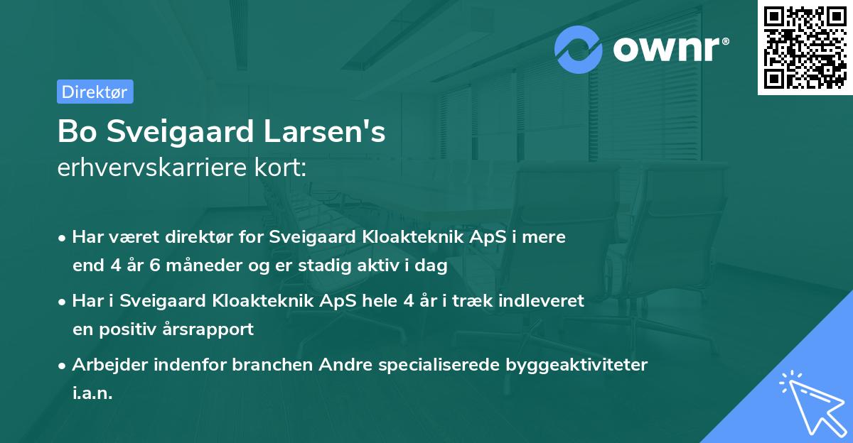 Bo Sveigaard Larsen's erhvervskarriere kort