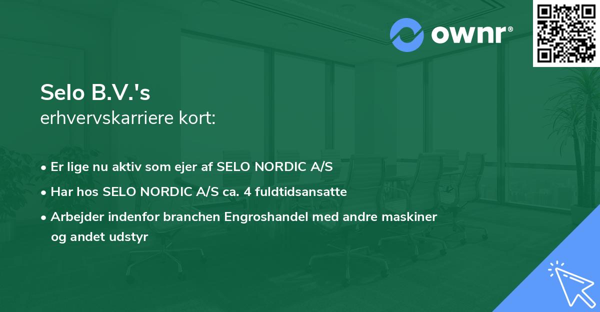 Selo B.V.'s erhvervskarriere kort