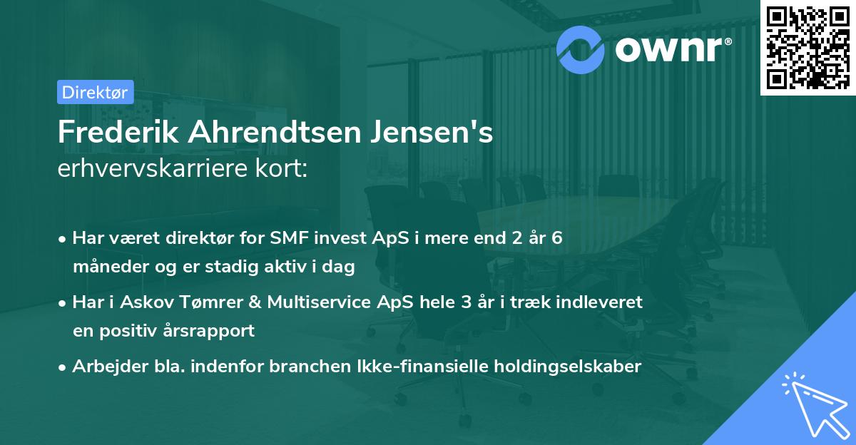 Frederik Ahrendtsen Jensen's erhvervskarriere kort