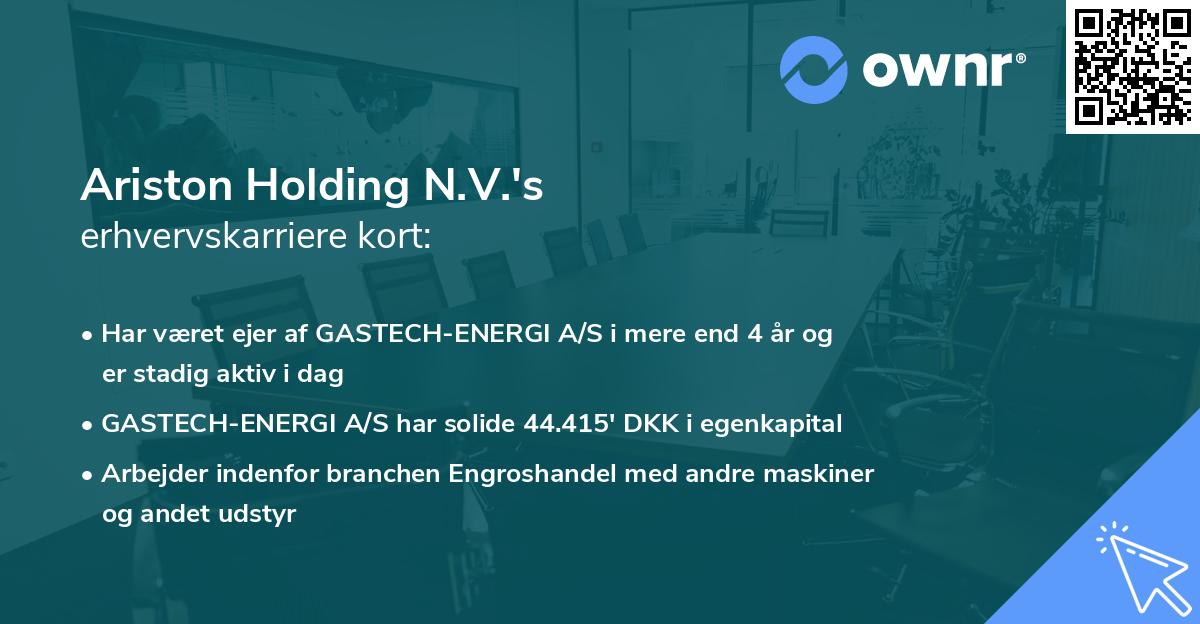 Ariston Holding N.V.'s erhvervskarriere kort