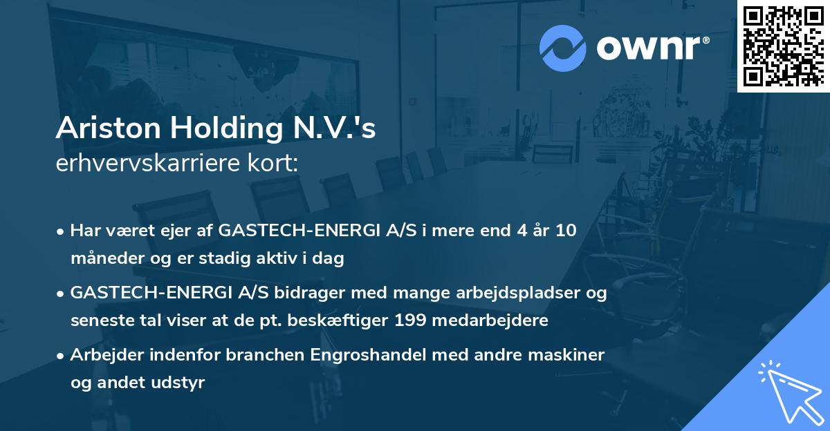 Ariston Holding N.V.'s erhvervskarriere kort