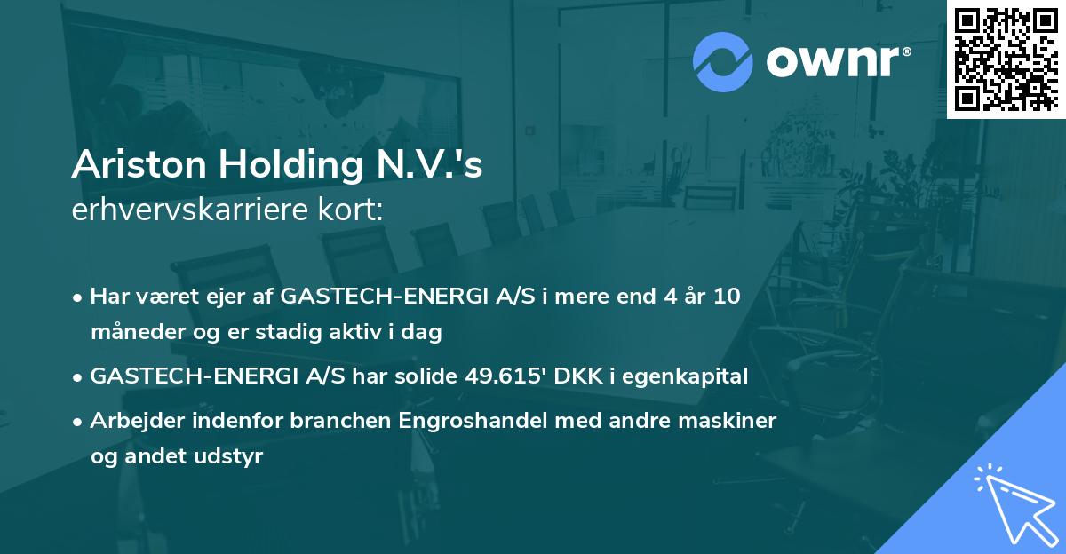 Ariston Holding N.V.'s erhvervskarriere kort