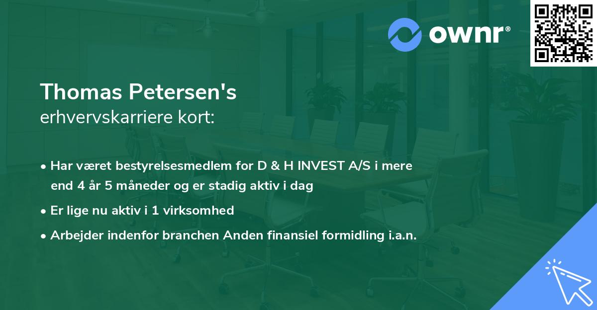 Thomas Petersen's erhvervskarriere kort
