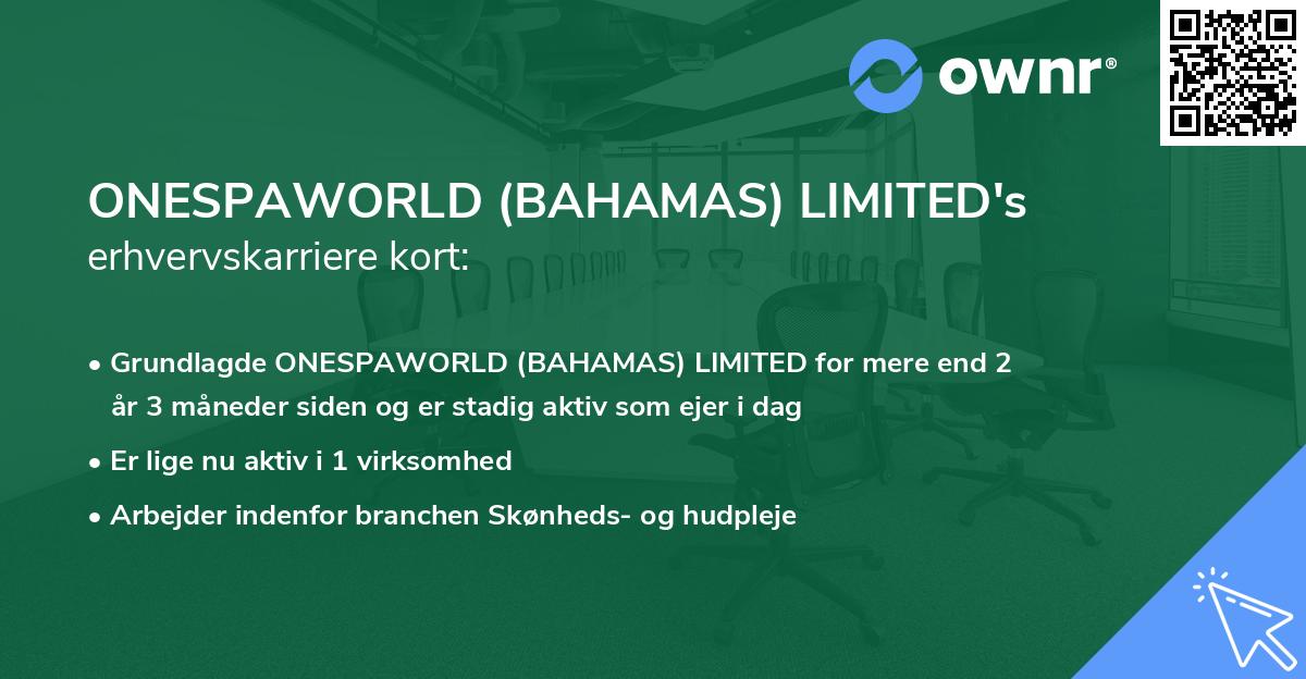 ONESPAWORLD (BAHAMAS) LIMITED's erhvervskarriere kort