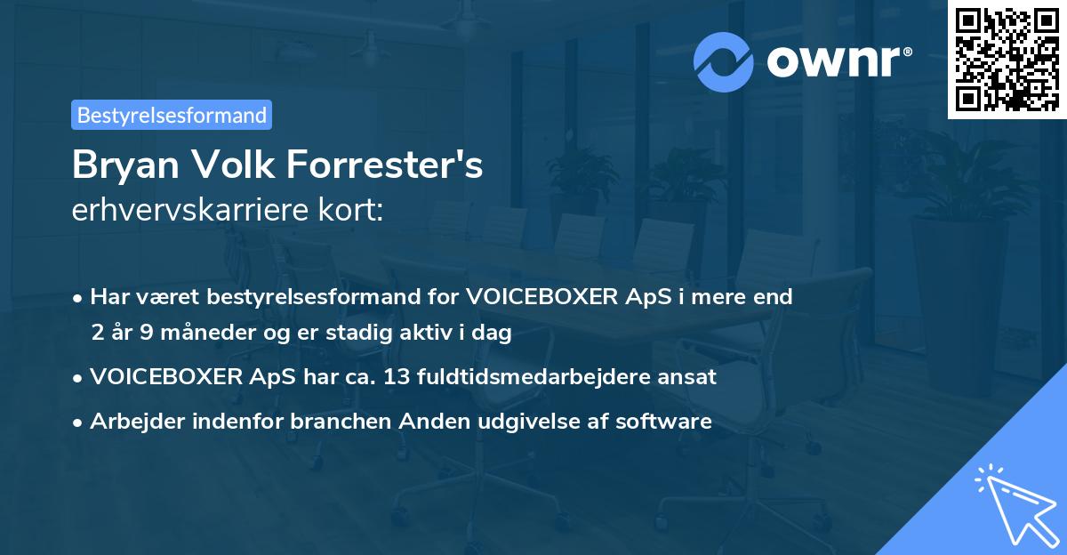 Bryan Volk Forrester's erhvervskarriere kort