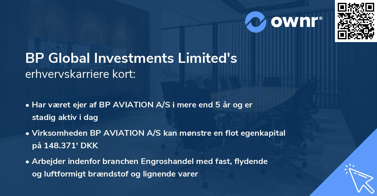 BP Global Investments Limited's erhvervskarriere kort
