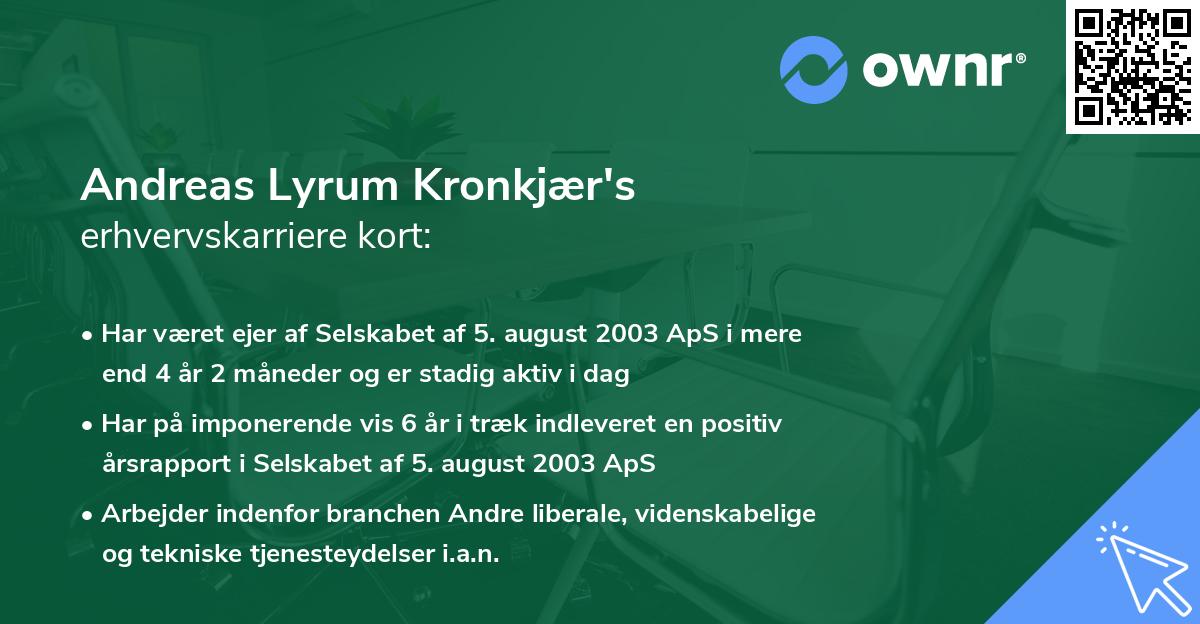 Andreas Lyrum Kronkjær's erhvervskarriere kort