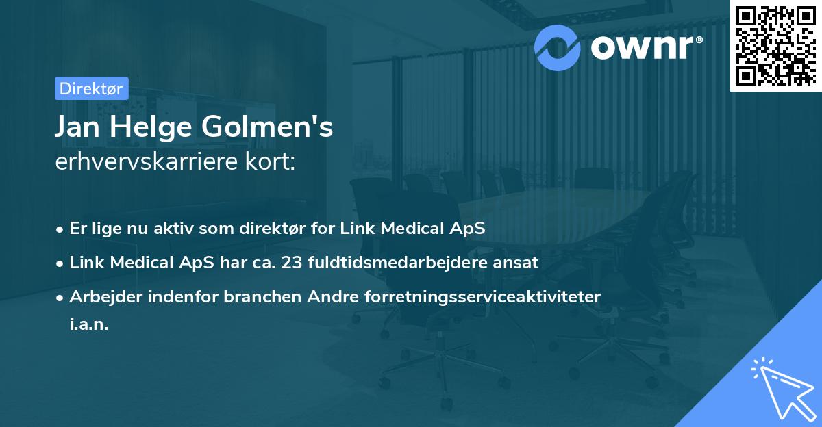 Jan Helge Golmen's erhvervskarriere kort
