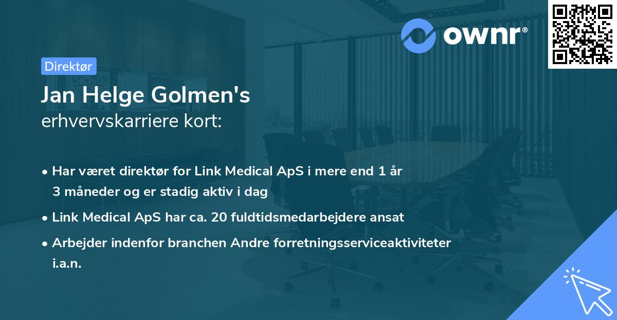 Jan Helge Golmen's erhvervskarriere kort