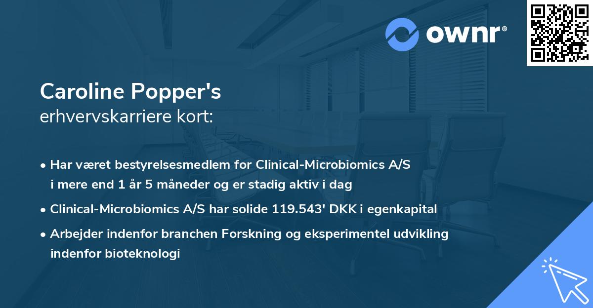 Caroline Popper's erhvervskarriere kort