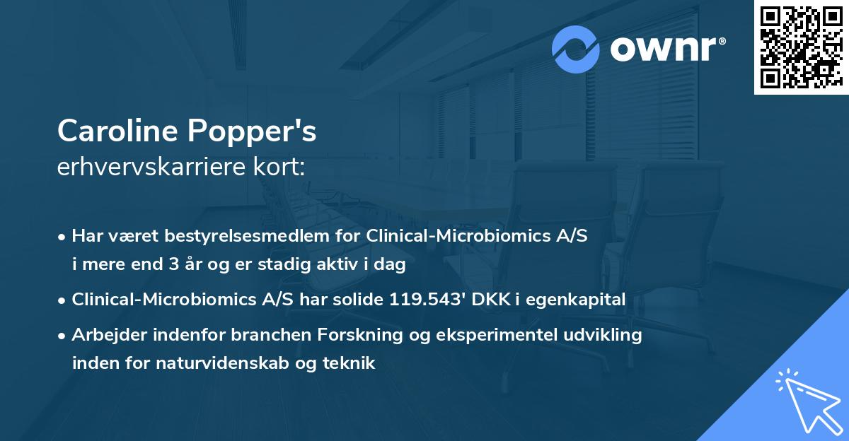 Caroline Popper's erhvervskarriere kort
