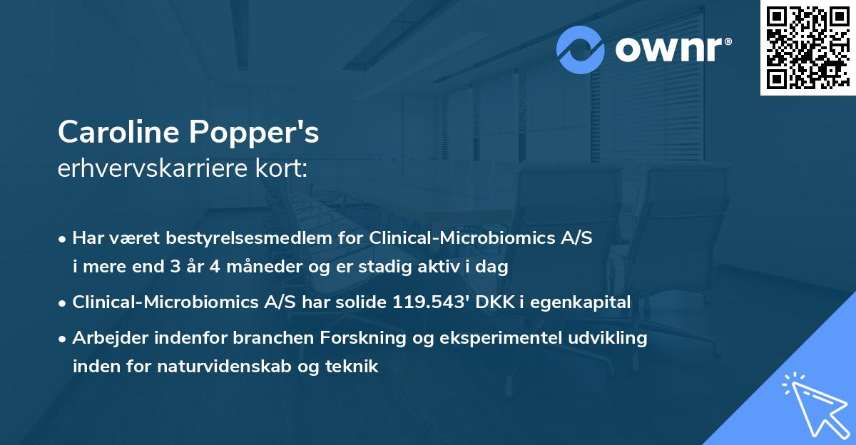 Caroline Popper's erhvervskarriere kort