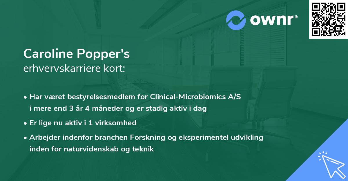 Caroline Popper's erhvervskarriere kort