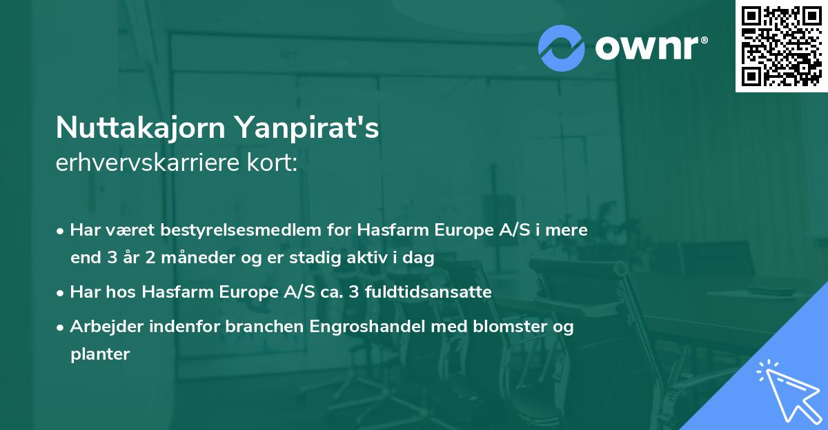 Nuttakajorn Yanpirat's erhvervskarriere kort