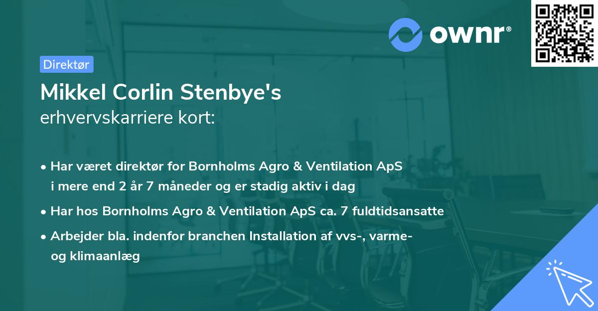 Mikkel Corlin Stenbye's erhvervskarriere kort
