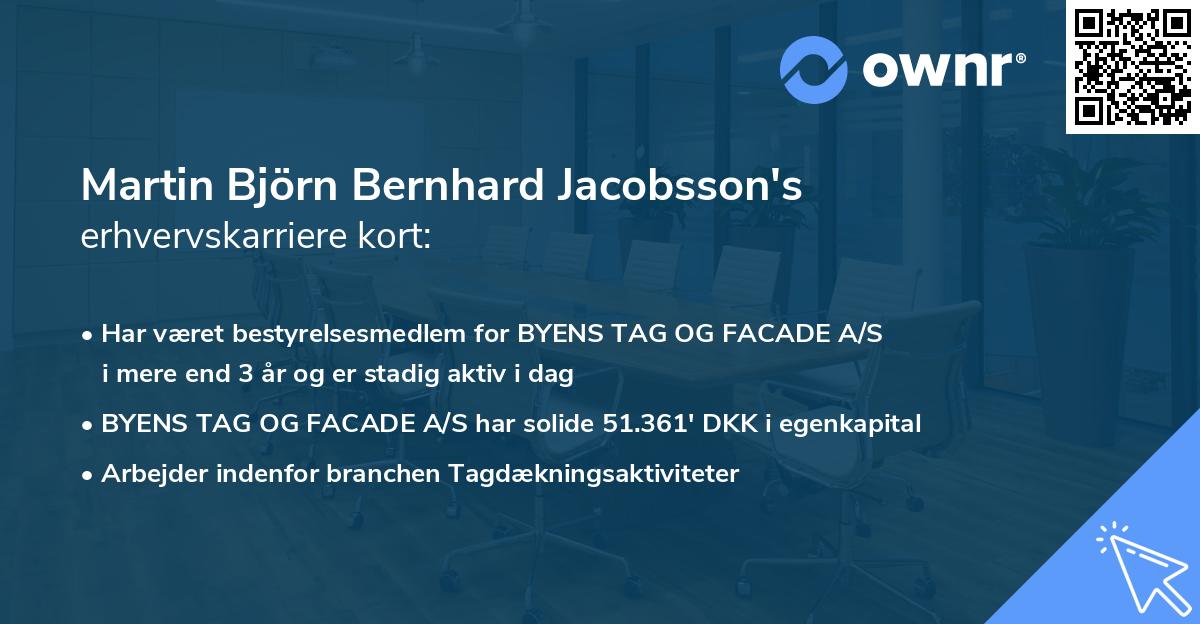Martin Björn Bernhard Jacobsson's erhvervskarriere kort