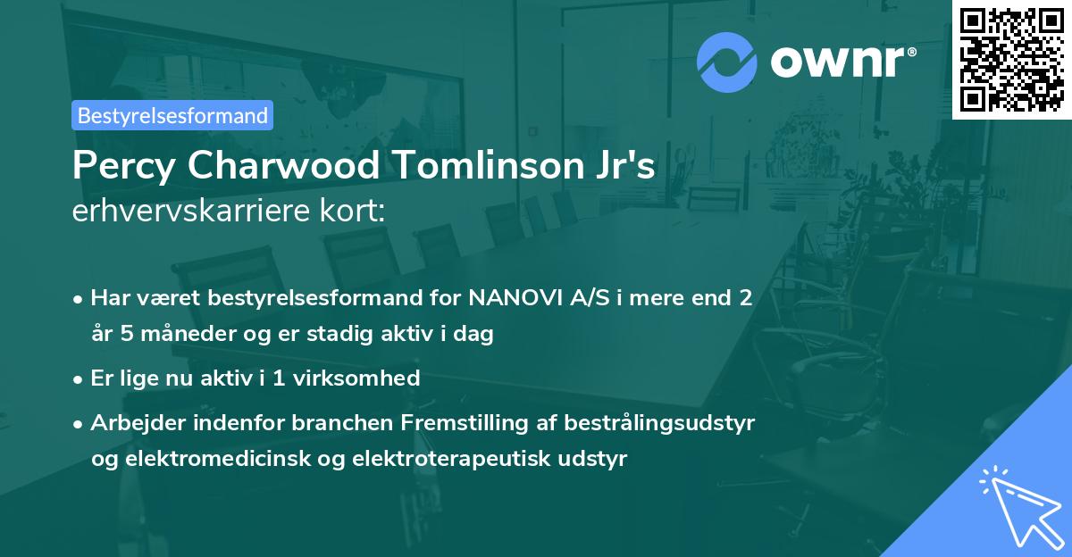 Percy Charwood Tomlinson Jr's erhvervskarriere kort