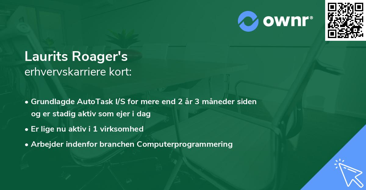 Laurits Roager's erhvervskarriere kort