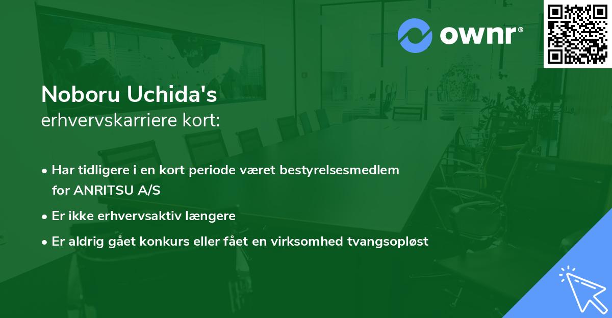 Noboru Uchida's erhvervskarriere kort