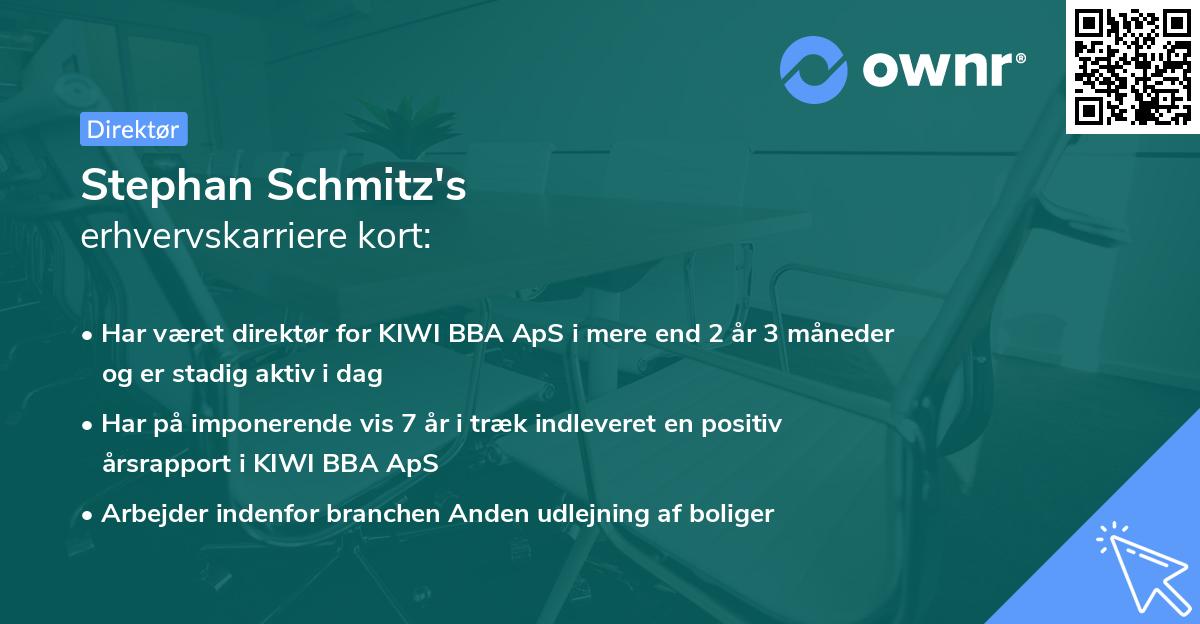 Stephan Schmitz's erhvervskarriere kort