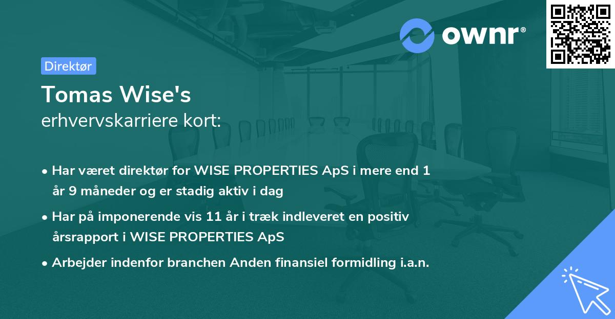 Tomas Wise's erhvervskarriere kort