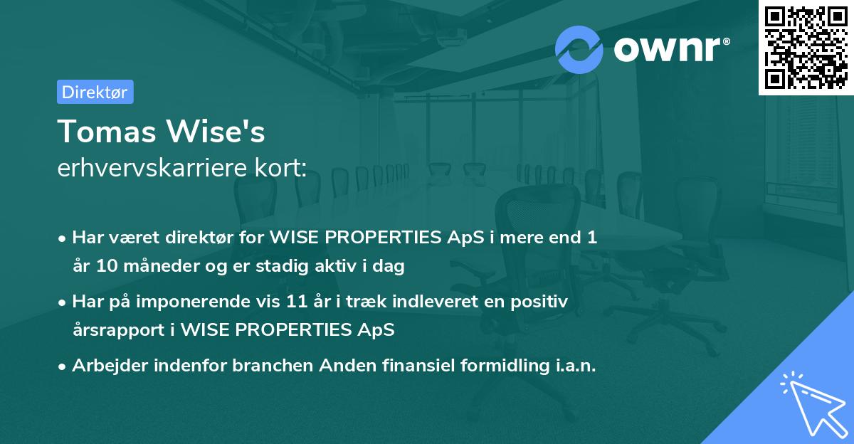Tomas Wise's erhvervskarriere kort