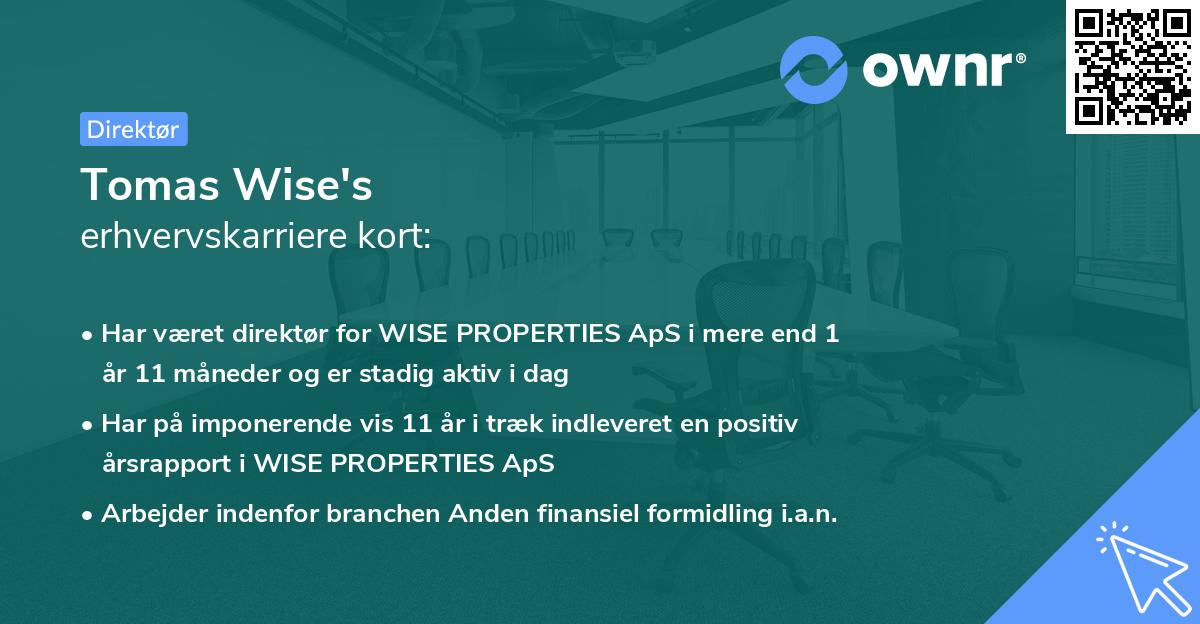 Tomas Wise's erhvervskarriere kort