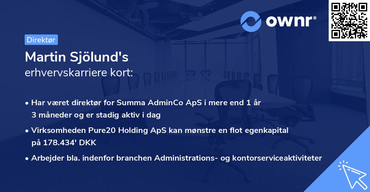 Martin Sjölund's erhvervskarriere kort