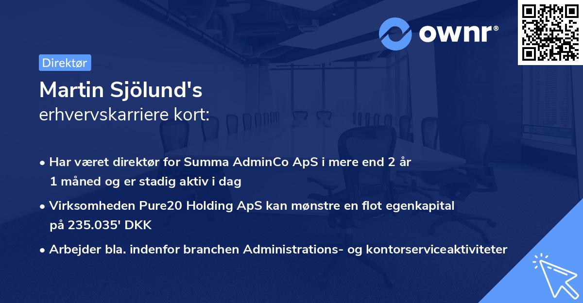 Martin Sjölund's erhvervskarriere kort