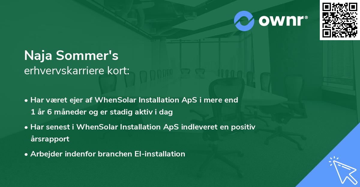 Naja Sommer's erhvervskarriere kort