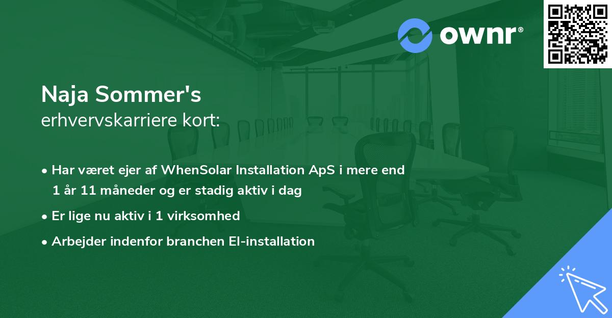Naja Sommer's erhvervskarriere kort