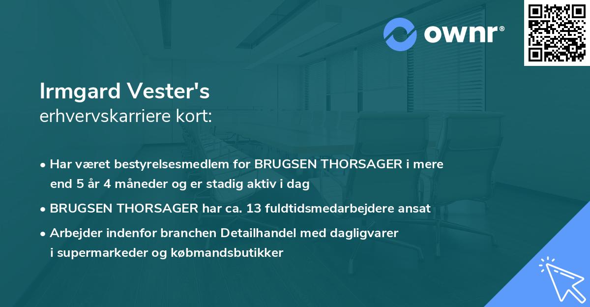 Irmgard Vester's erhvervskarriere kort