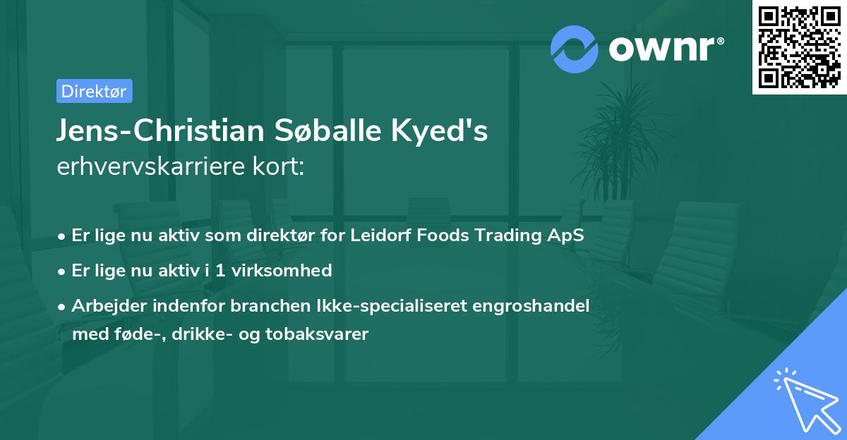 Jens-Christian Søballe Kyed's erhvervskarriere kort