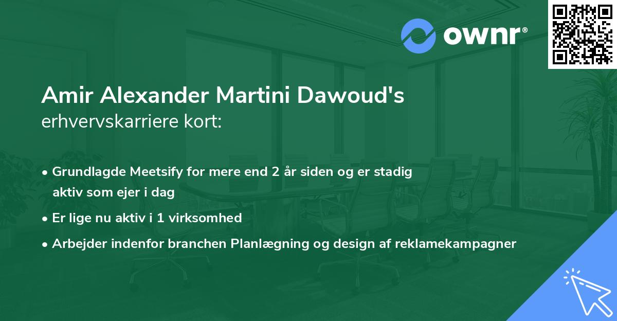 Amir Alexander Martini Dawoud's erhvervskarriere kort
