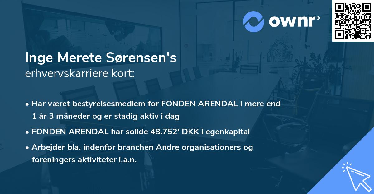 Inge Merete Sørensen's erhvervskarriere kort