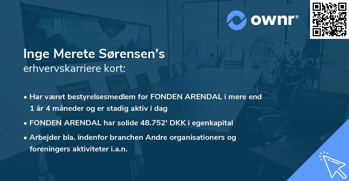 Inge Merete Sørensen's erhvervskarriere kort