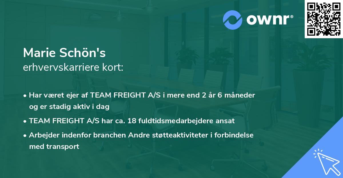Marie Schön's erhvervskarriere kort