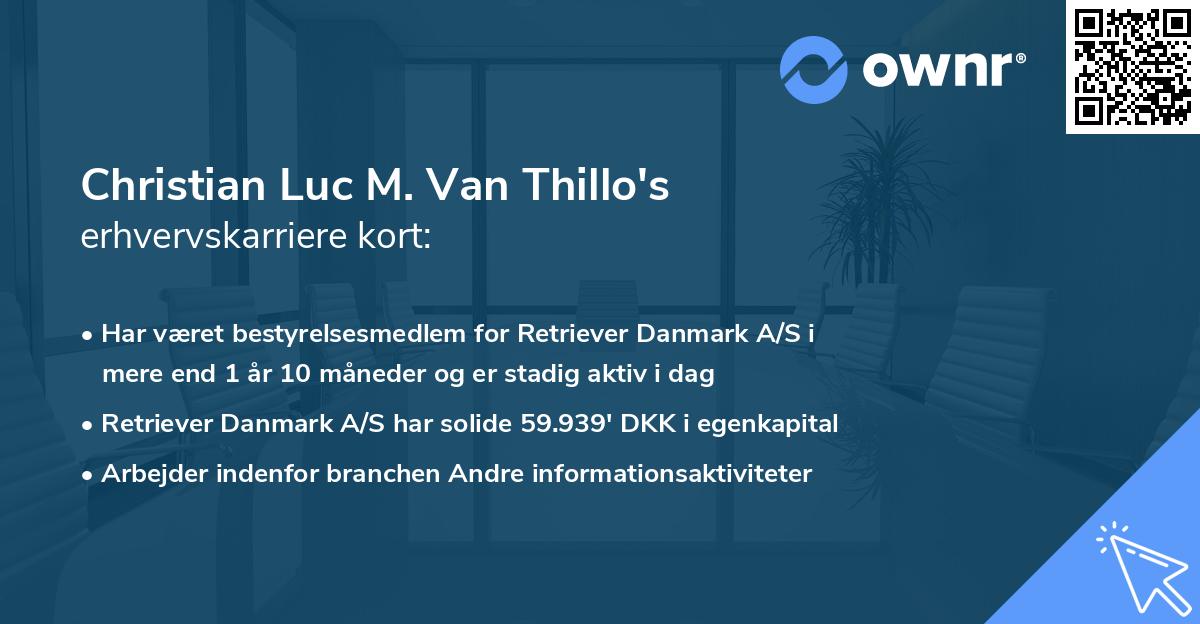 Christian Luc M. Van Thillo's erhvervskarriere kort