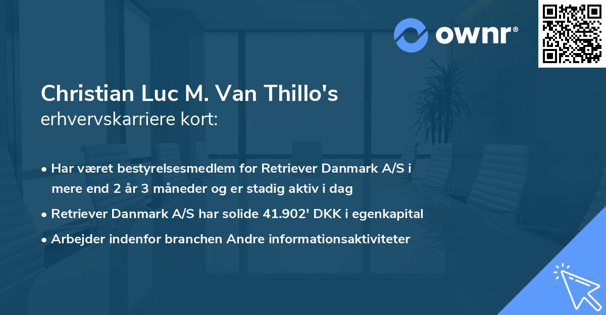 Christian Luc M. Van Thillo's erhvervskarriere kort