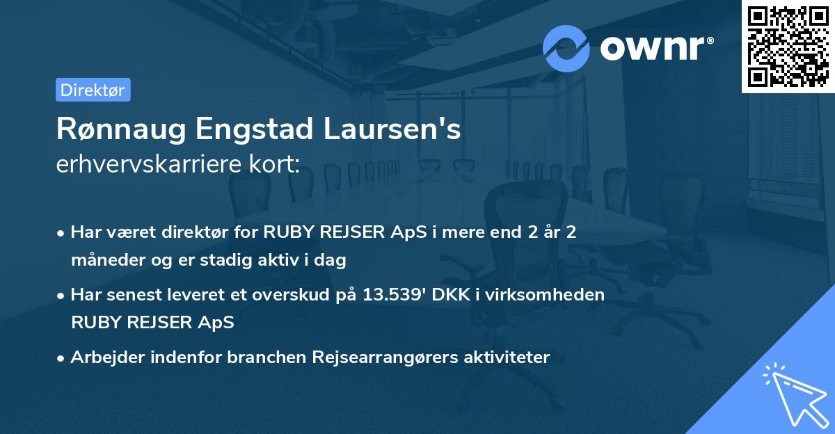 Rønnaug Engstad Laursen's erhvervskarriere kort
