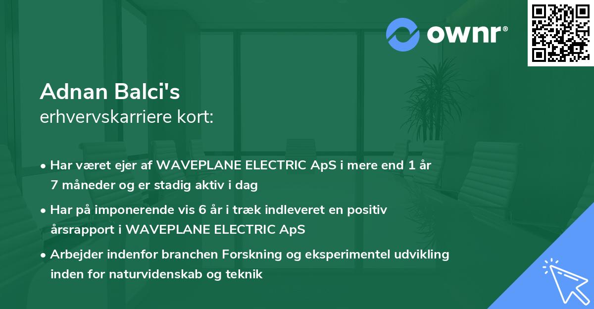 Adnan Balci's erhvervskarriere kort