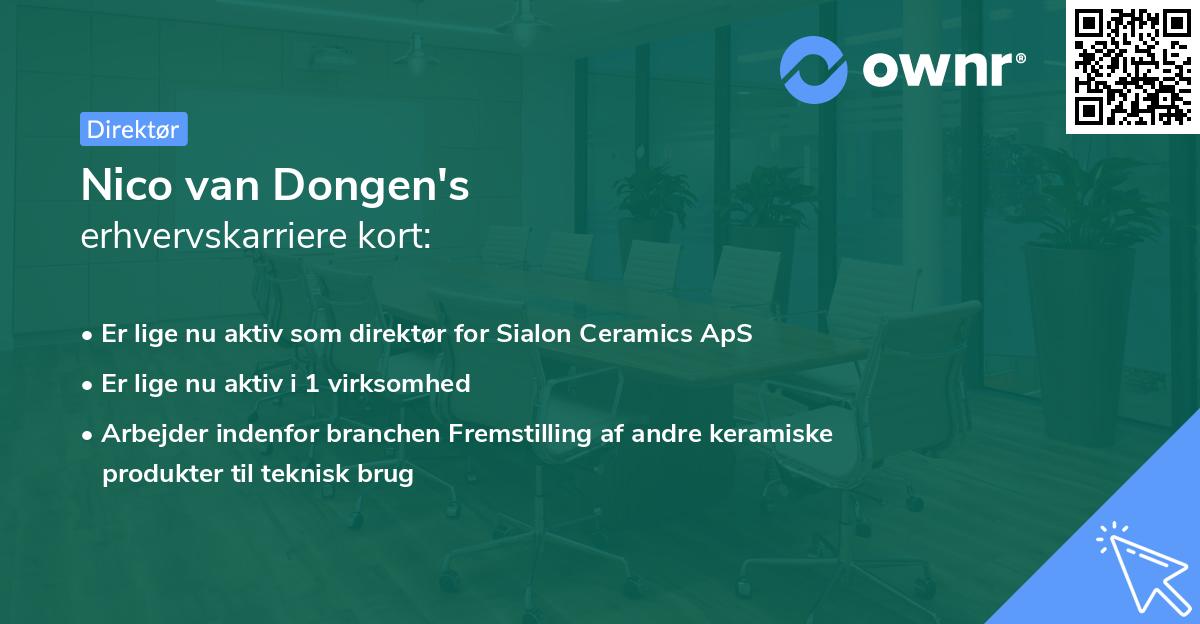 Nico van Dongen's erhvervskarriere kort