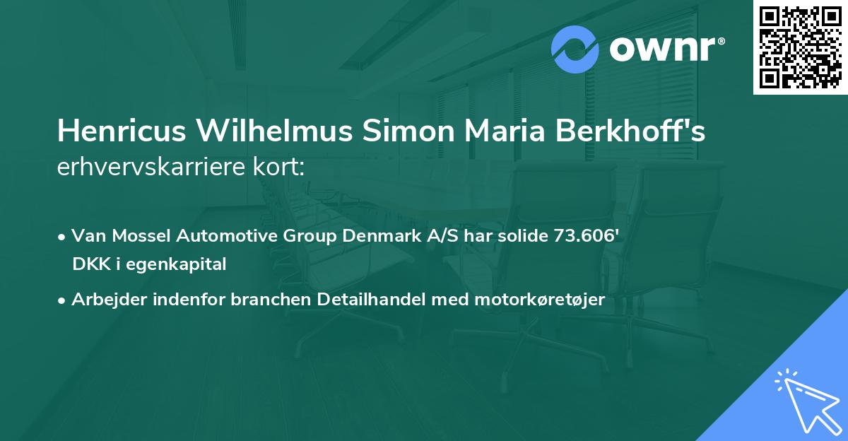 Henricus Wilhelmus Simon Maria Berkhoff's erhvervskarriere kort