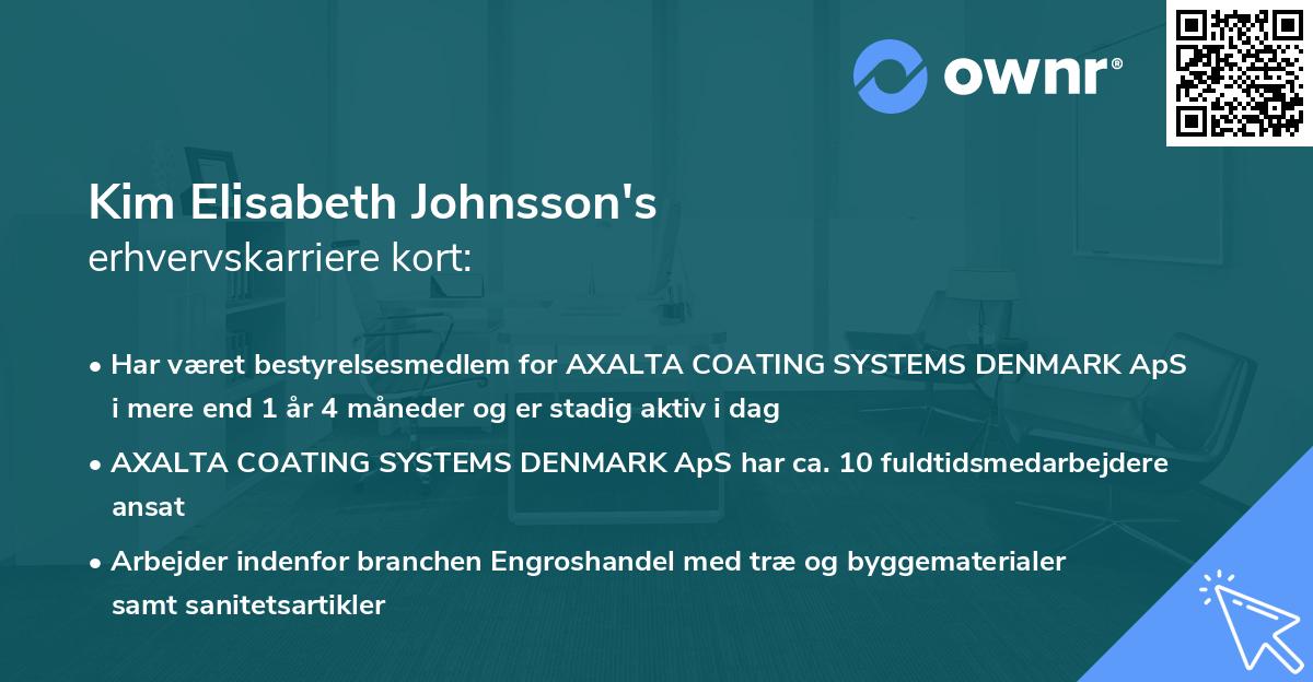 Kim Elisabeth Johnsson's erhvervskarriere kort