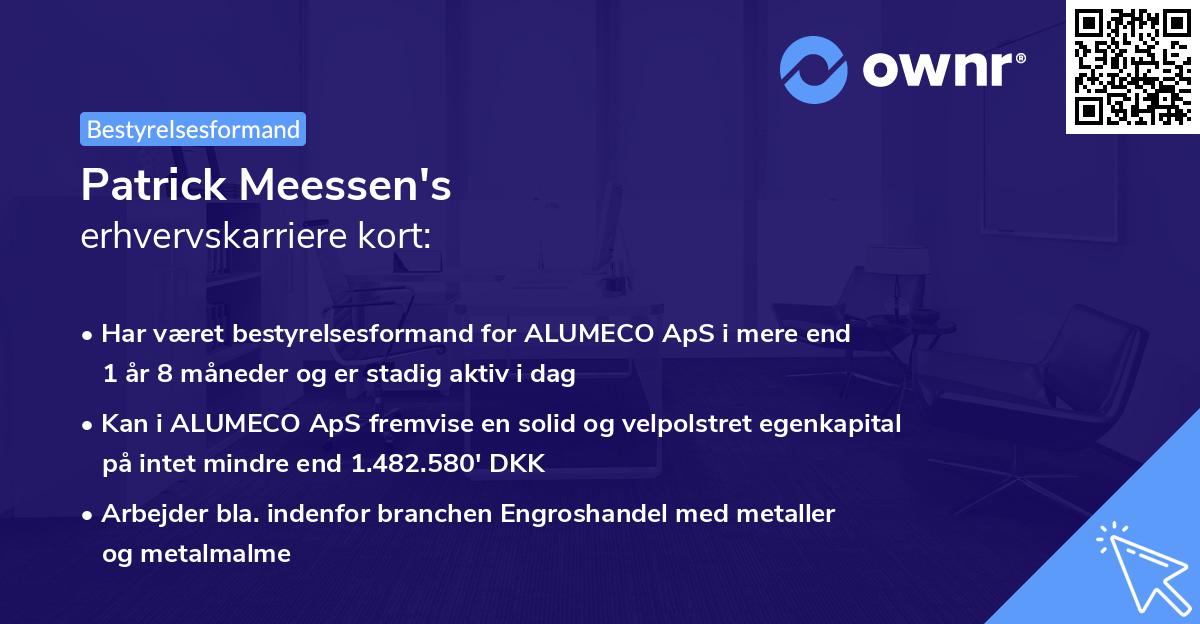 Patrick Meessen's erhvervskarriere kort