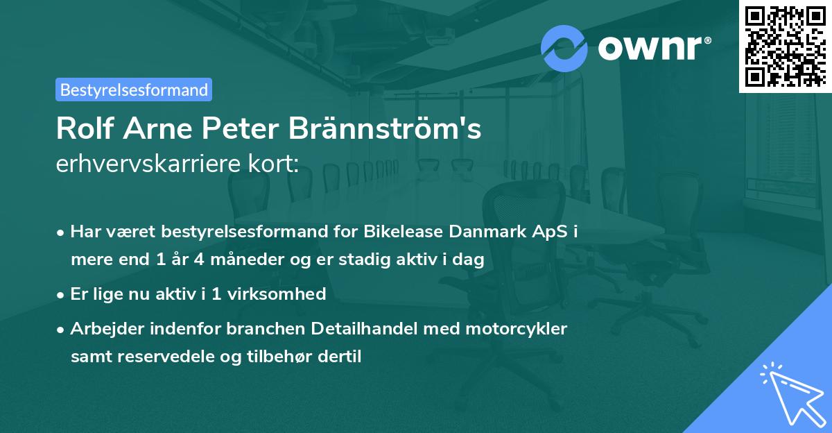 Rolf Arne Peter Brännström's erhvervskarriere kort