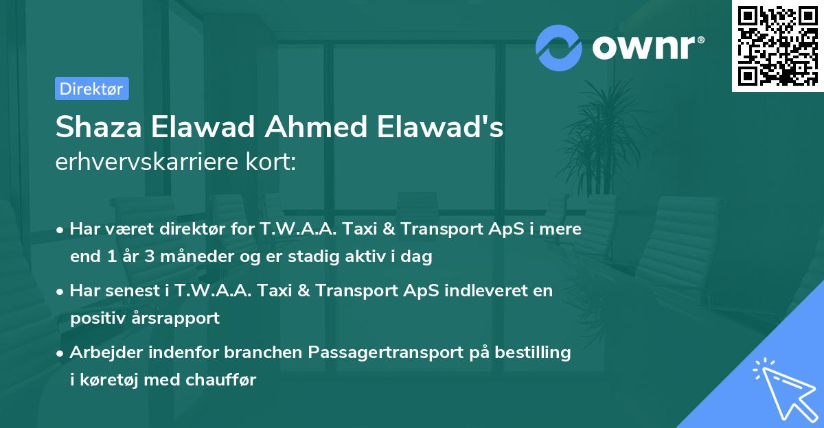 Shaza Elawad Ahmed Elawad's erhvervskarriere kort